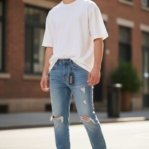 Riot Society Light Blue Distressed Slim Jeans